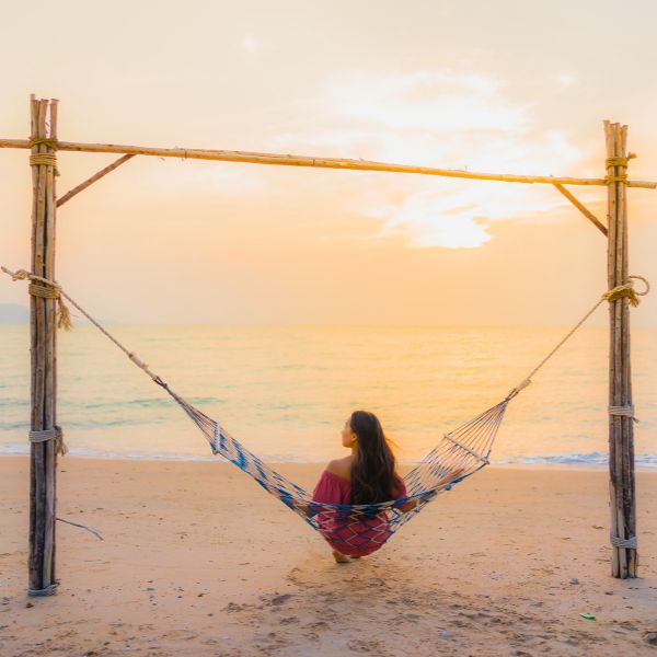 woman experiencing the world without technology