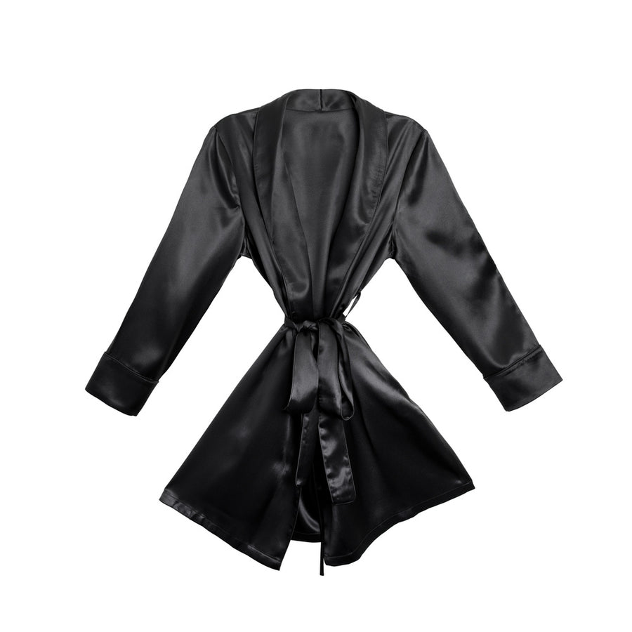 Blissy Signature Silk Robe - Black
