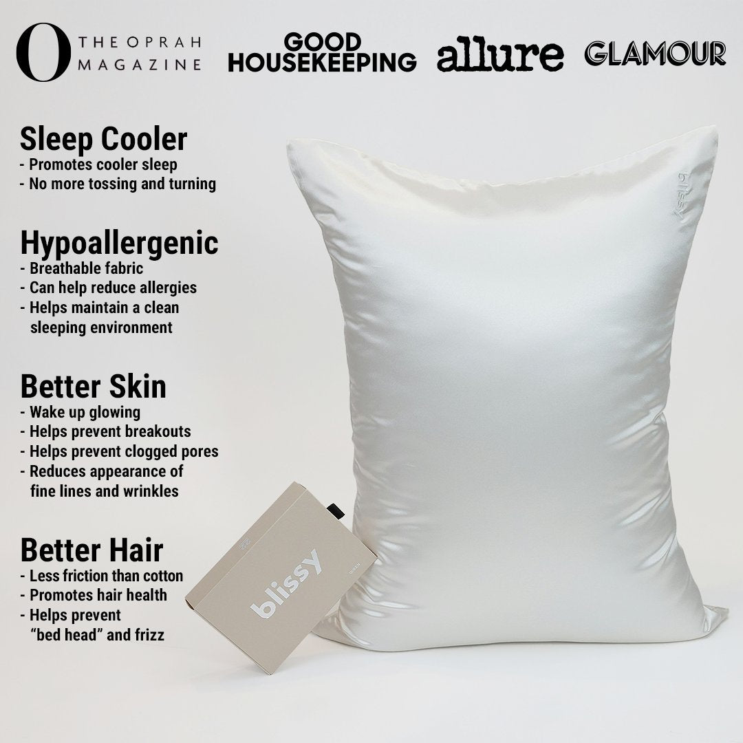 Blissy 100 Mulberry 22 Momme Silk Pillowcase White Standard Ireland
