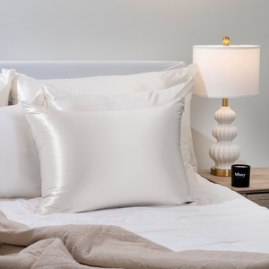Blissy Standard White Pillowcase Lifestyle – Mulberry Silk