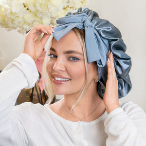 Blissy Bow Bonnet - Ash blue
