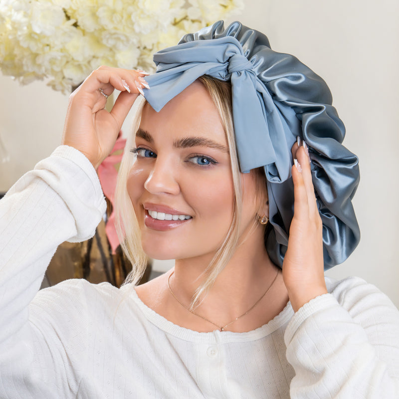 Blissy Bow Bonnet - Ash blue