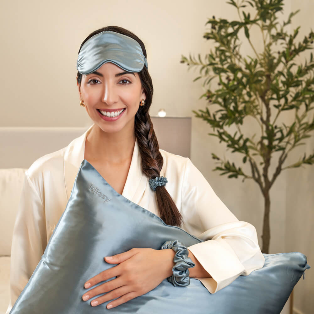 Ash Blue Mulberry Silk Blissy Dream Set – Blissy Queen