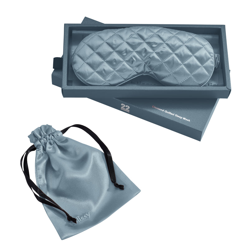 Sleep Mask - Ash Blue - Diamond Quilted