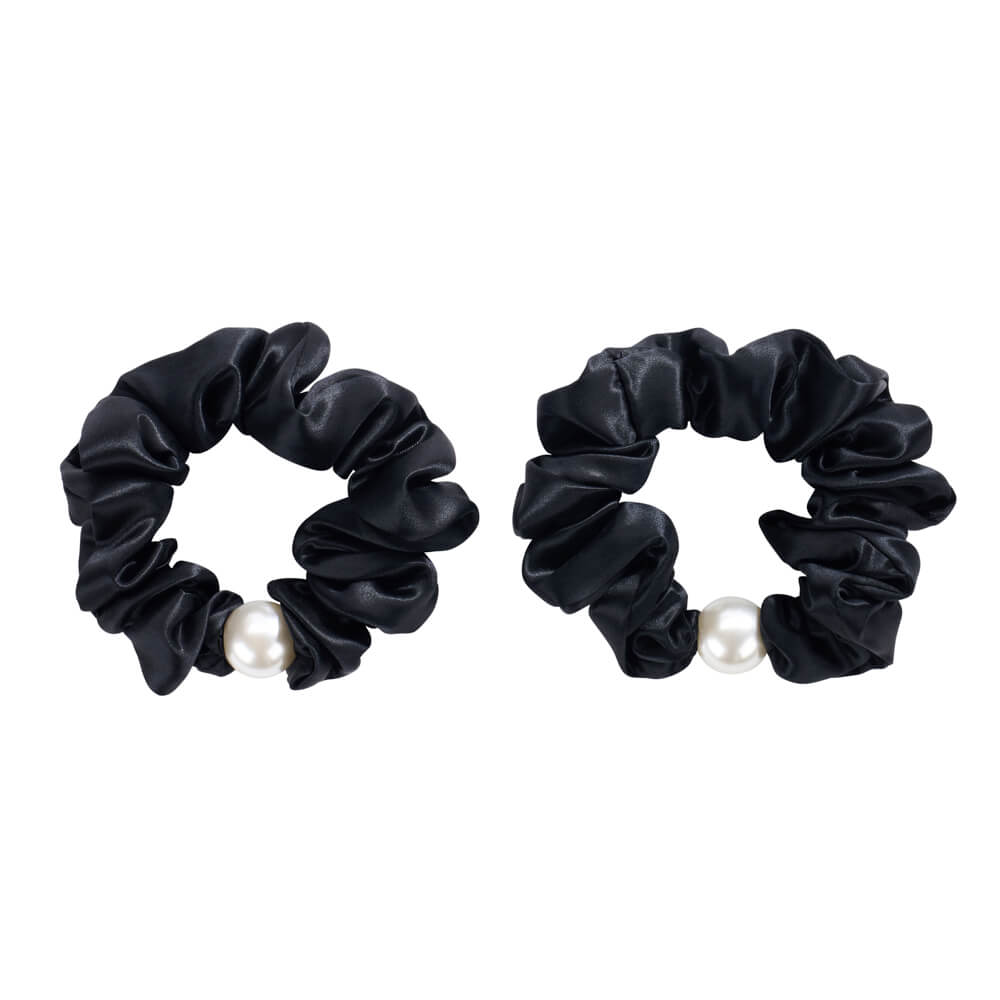 Black Mulberry Silk Blissy Pearl Scrunchies – Blissy