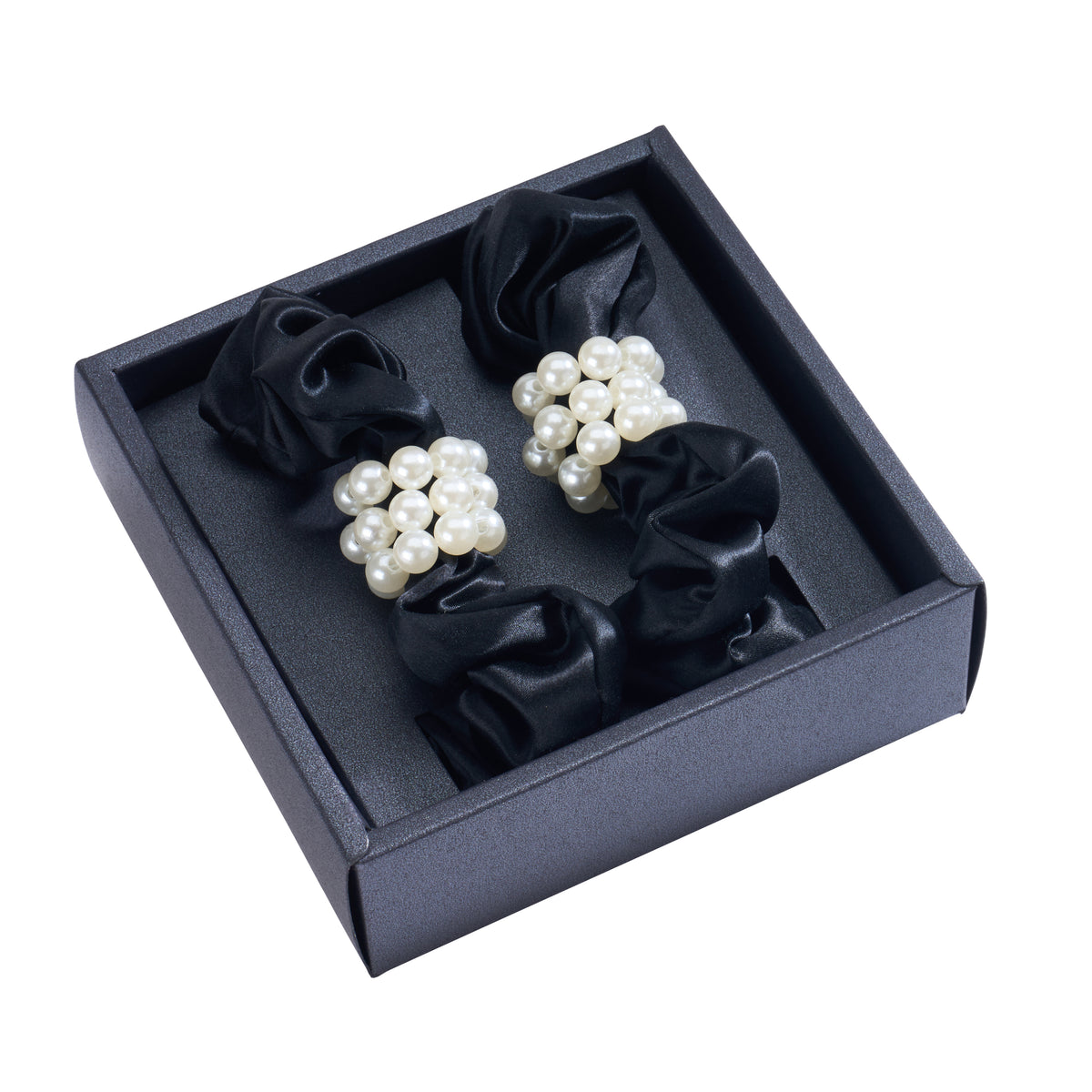Blissy Black Silk Blissy Petite Pearl Scrunchies Detail –