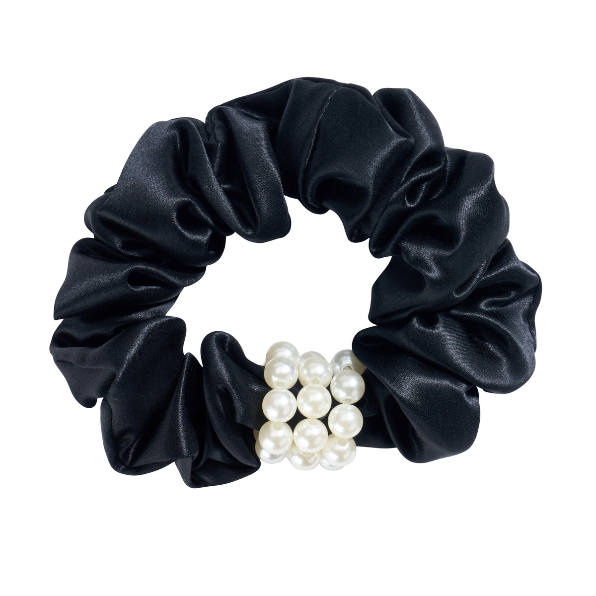Blissy Mulberry Silk Blissy Petite Pearl Scrunchies – Black