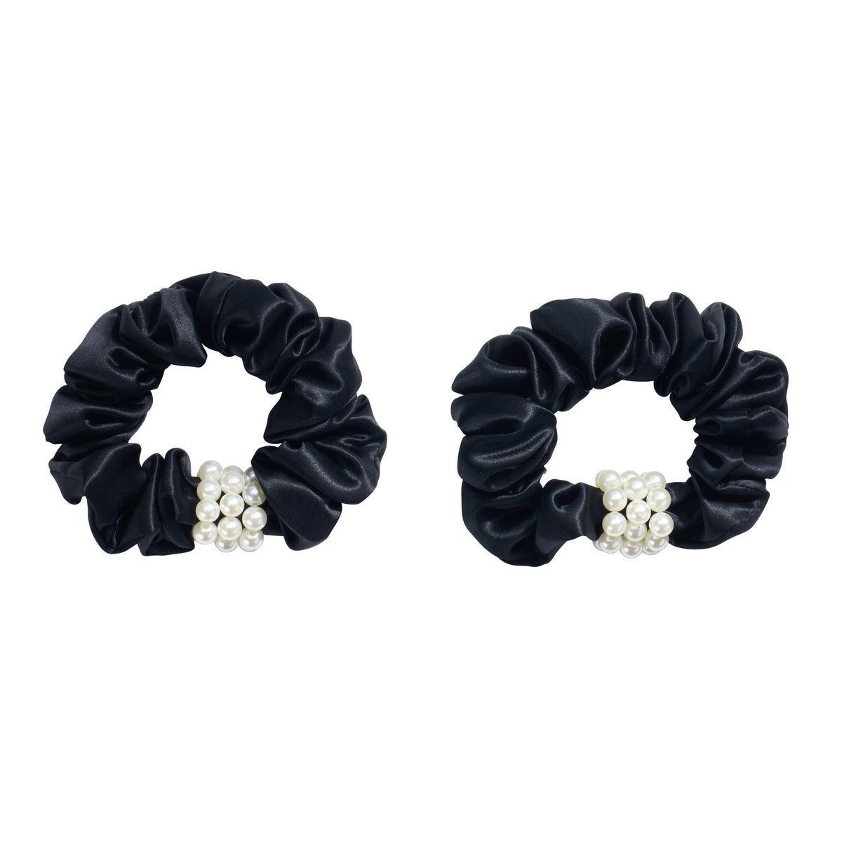 Blissy Mulberry Silk Blissy Petite Pearl Scrunchies – Black
