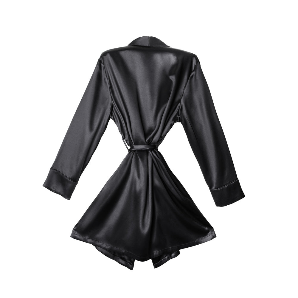 Blissy Signature Silk Robe - Black