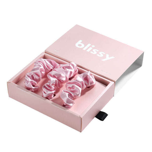 Blissy Blush Blissy Scrunchies – 22 Momme Mulberry Silk, 100% Silk