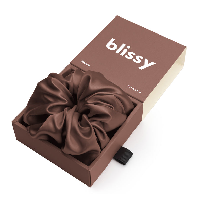 Blissy Oversized Scrunchie - Chocolate - Blissy Chocolate Blissy Oversized Scrunchie – 22 Momme Mulberry Silk, 100% Silk
