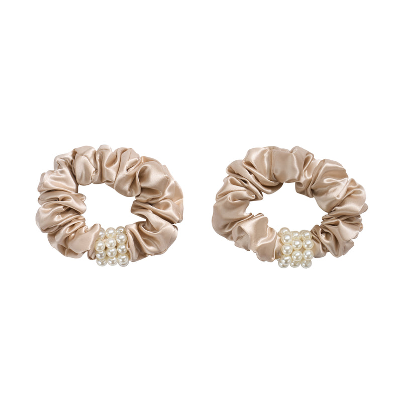 Blissy Petite Pearl Scrunchies - Champagne