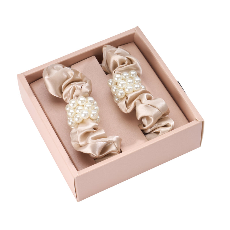 Blissy Petite Pearl Scrunchies - Champagne