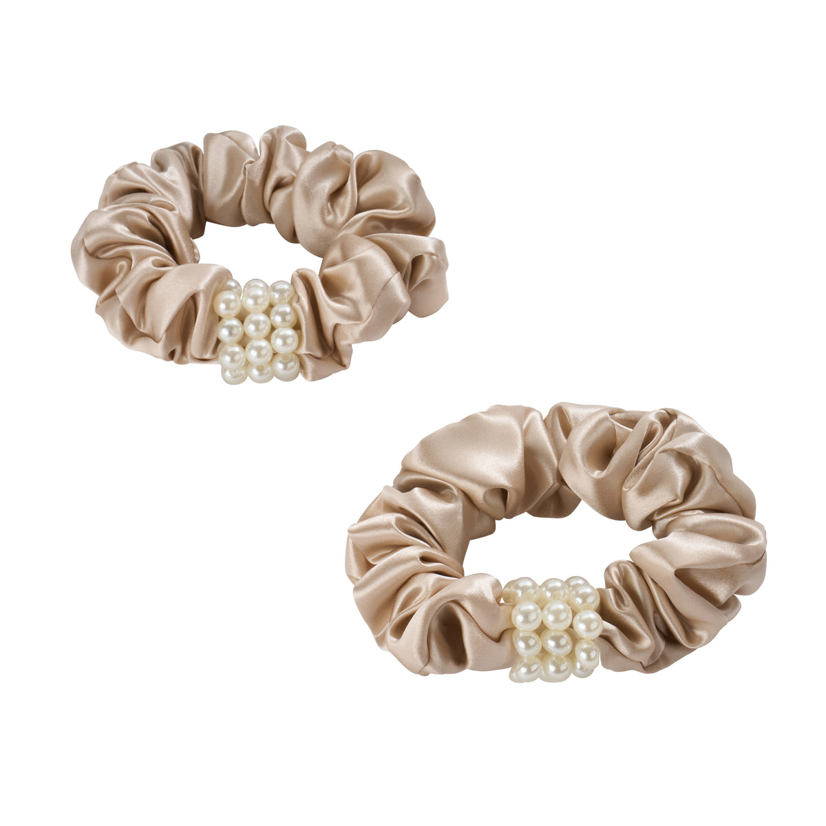 Blissy Champagne Blissy Petite Pearl Scrunchies Lifestyle – Mulberry Silk
