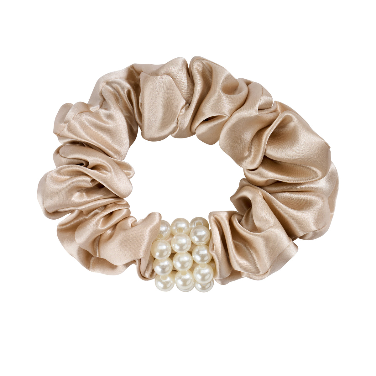 Blissy Champagne Silk Blissy Petite Pearl Scrunchies Detail –