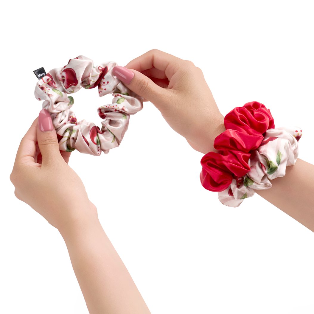 Blissy Cherry Blossom Silk Blissy Scrunchies Detail –