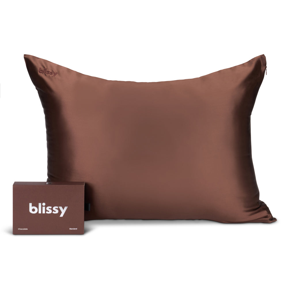 Chocolate Pillowcase Close-Up – Blissy 22 Momme Silk