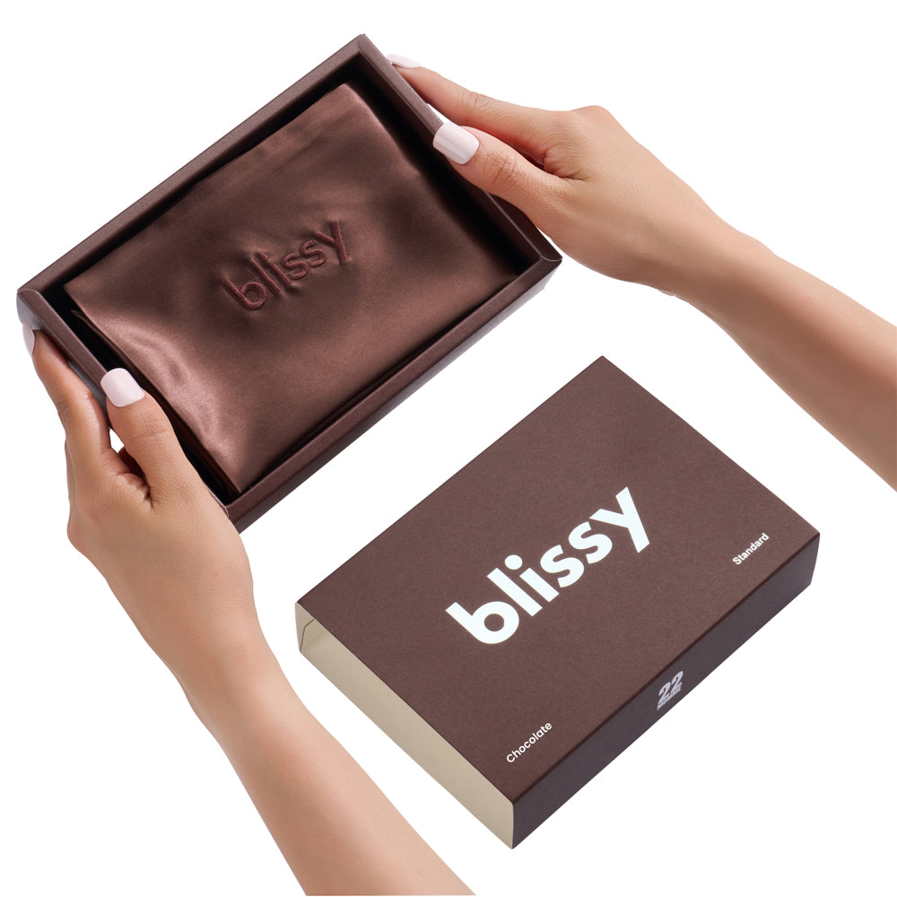 Chocolate Pillowcase Close-Up – Blissy 22 Momme Silk
