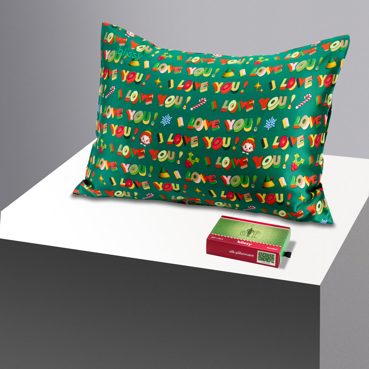 Blissy Standard Elf “I Love You!” Pillowcase – 22 Momme Mulberry Silk, 100% Silk