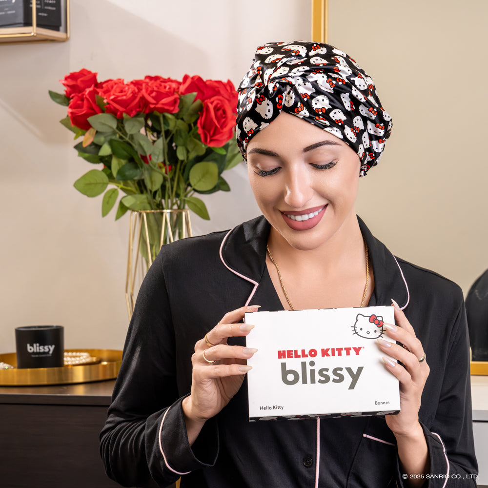 Hello Kitty Blissy Bonnet Close-Up – Blissy 22 Momme Silk