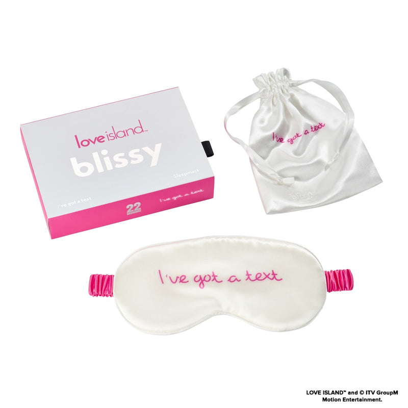 Sleep Mask - Love Island™ - I've Got a Text - Blissy Love Island™ Sleep Mask – 22 Momme Mulberry Silk, 100% Silk