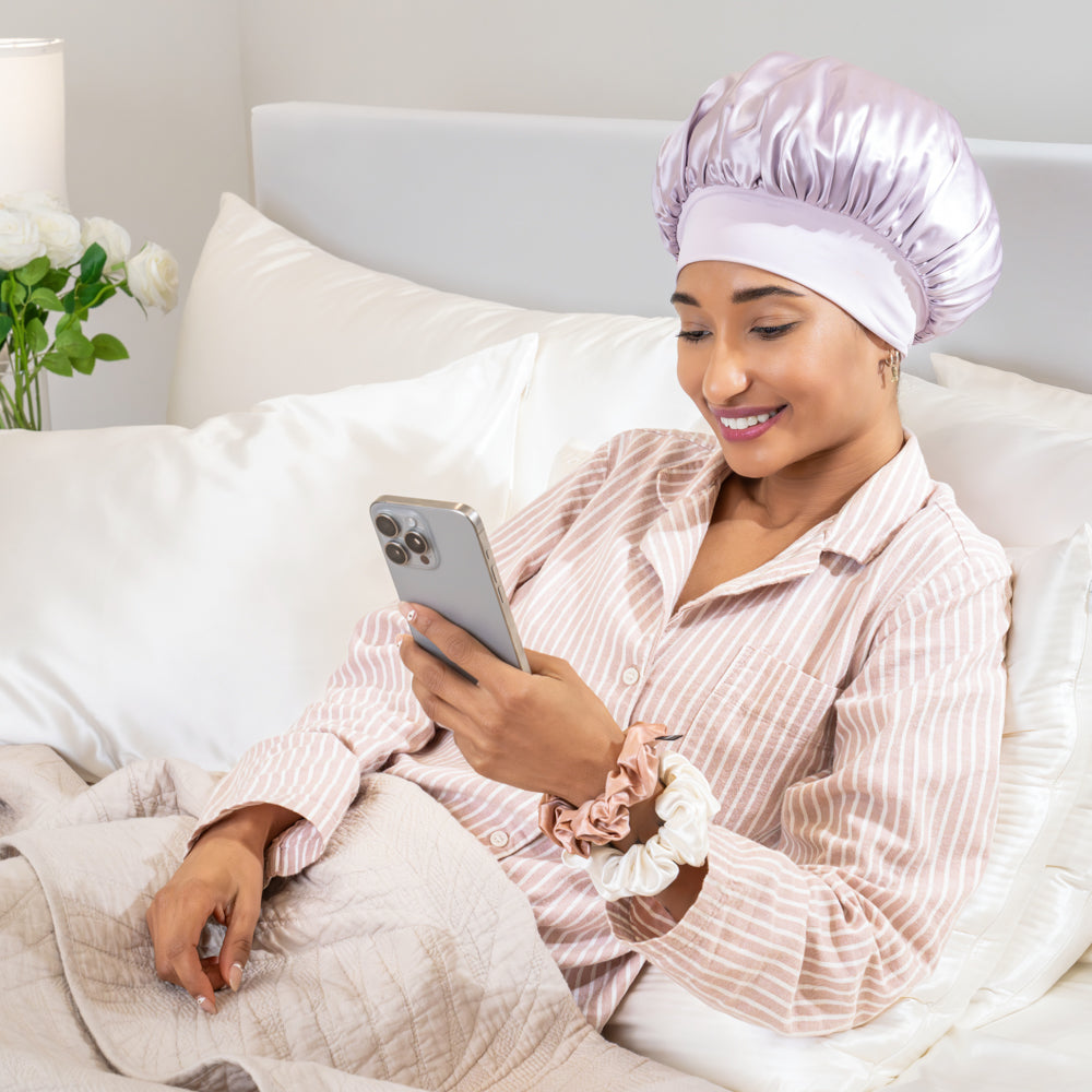 Blissy Mulberry Silk Blissy Halo Bonnet – Lavender