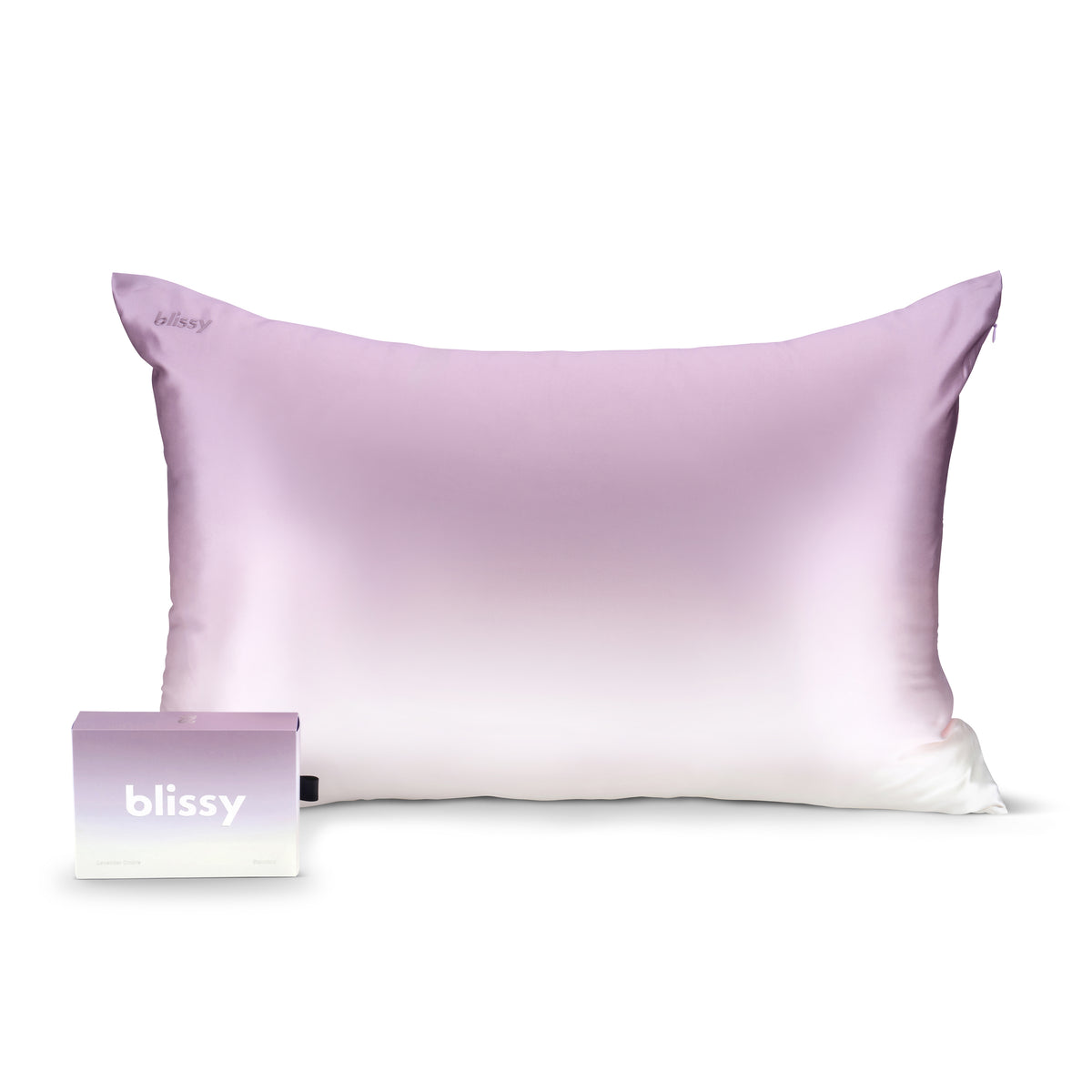 Blissy Lavender Ombre Silk Pillowcase Detail – Queen