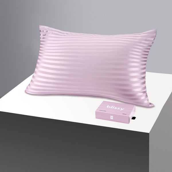 Blissy Standard Lavender Striped Pillowcase – 22 Momme Mulberry Silk, 100% Silk