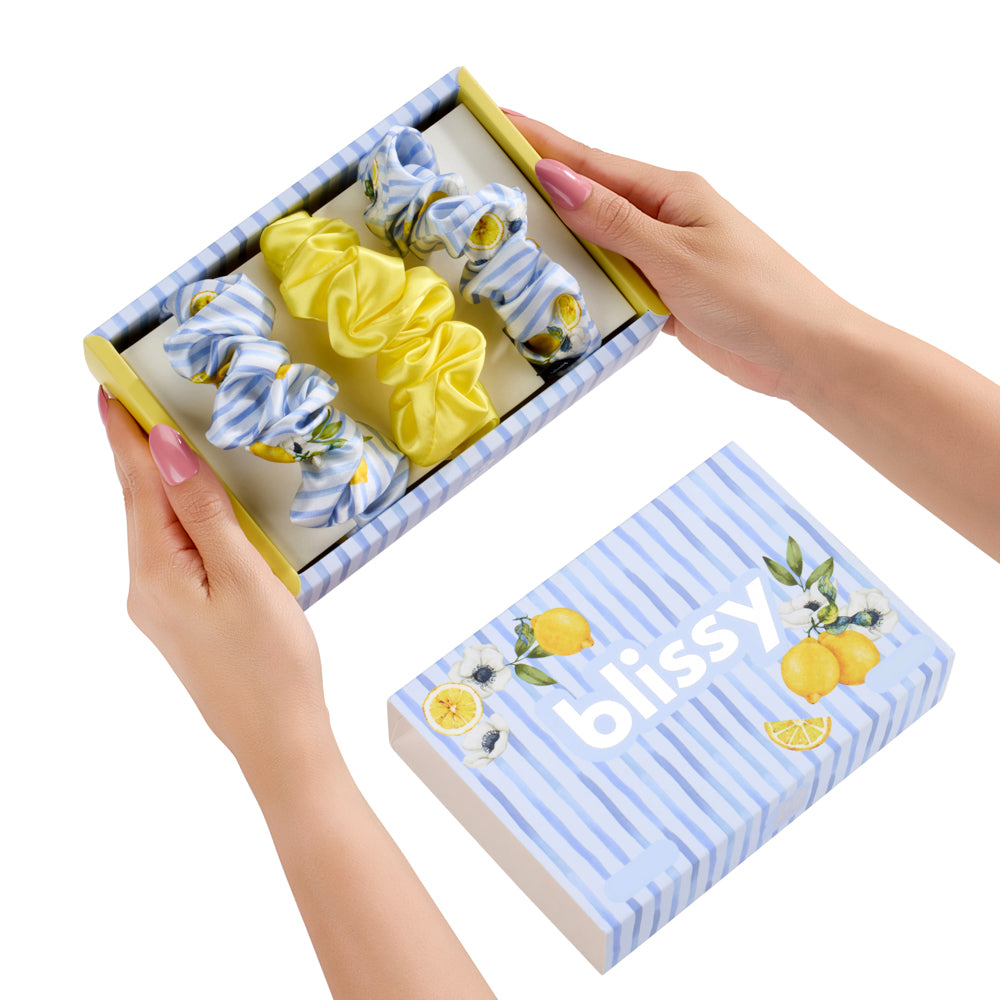 Lemon Bloom Mulberry Silk Blissy Scrunchies – Blissy