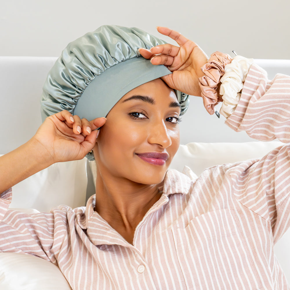 Blissy Mulberry Silk Blissy Halo Bonnet – Matcha