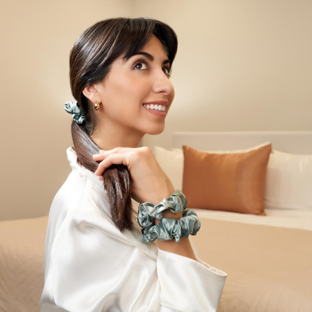 Matcha Mulberry Silk Blissy Scrunchies – Blissy