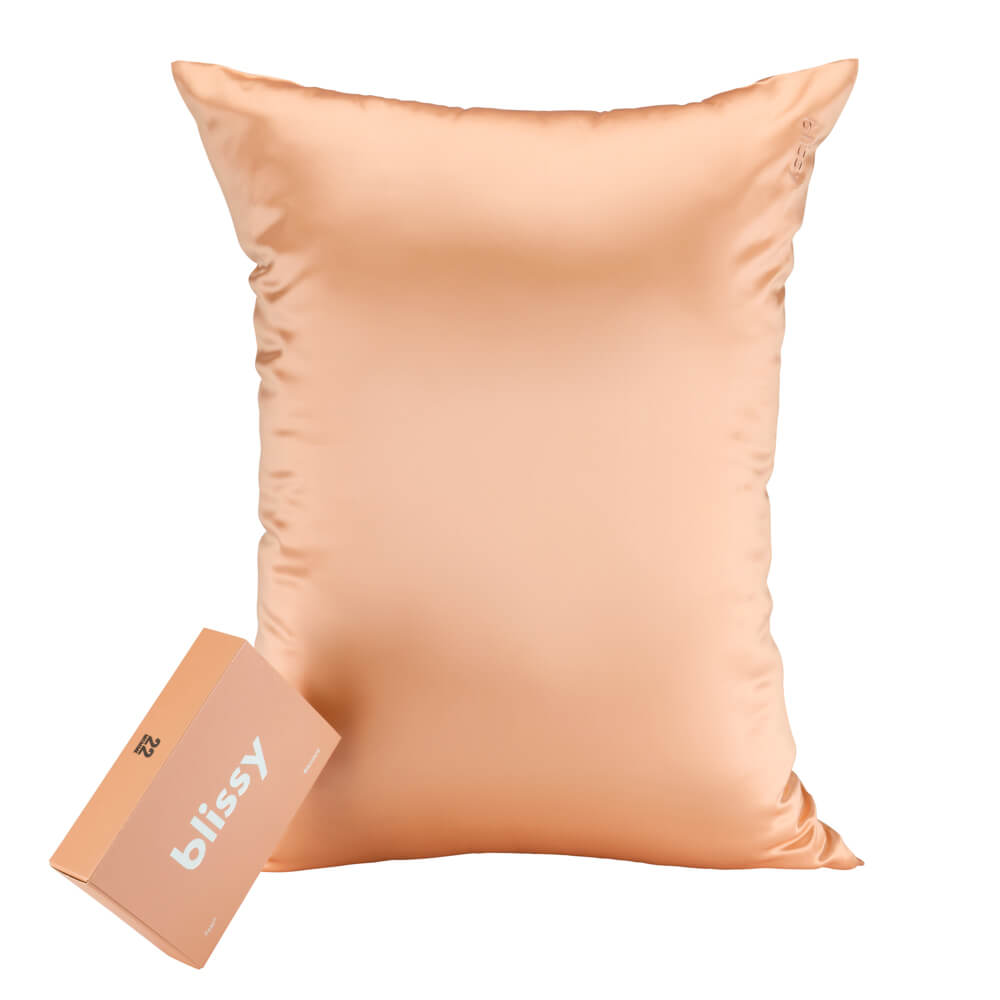 Blissy Peach Silk Pillowcase Detail – King