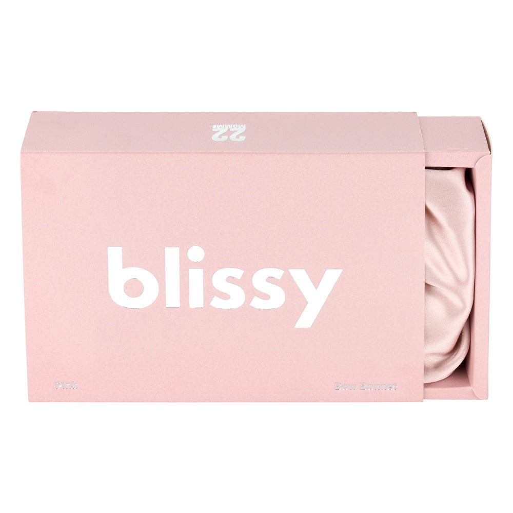 Pink Blissy Bow Bonnet Close-Up – Blissy 22 Momme Silk