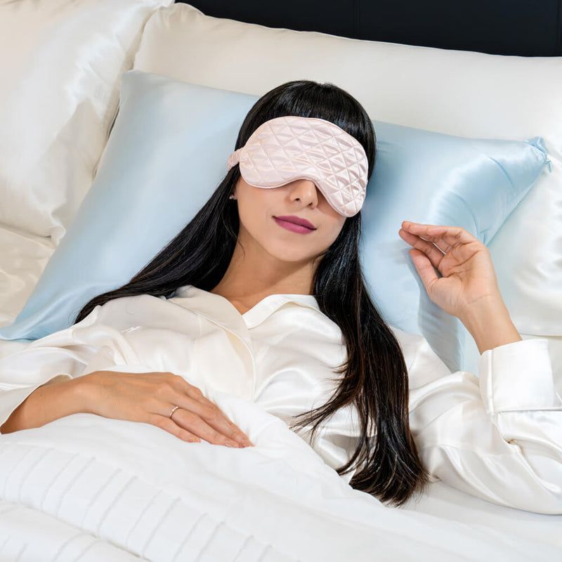 Sleep Mask - Pink - Diamond Quilted