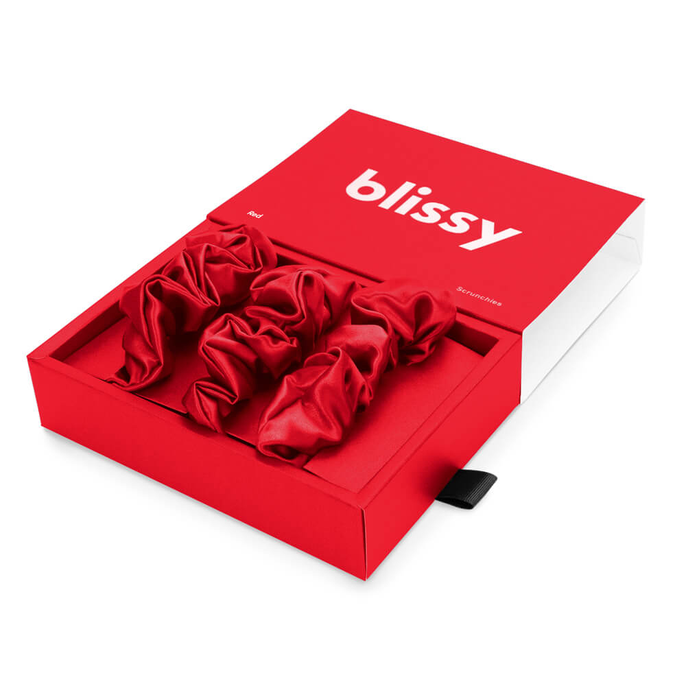 Blissy Red Blissy Scrunchies – 22 Momme Mulberry Silk, 100% Silk