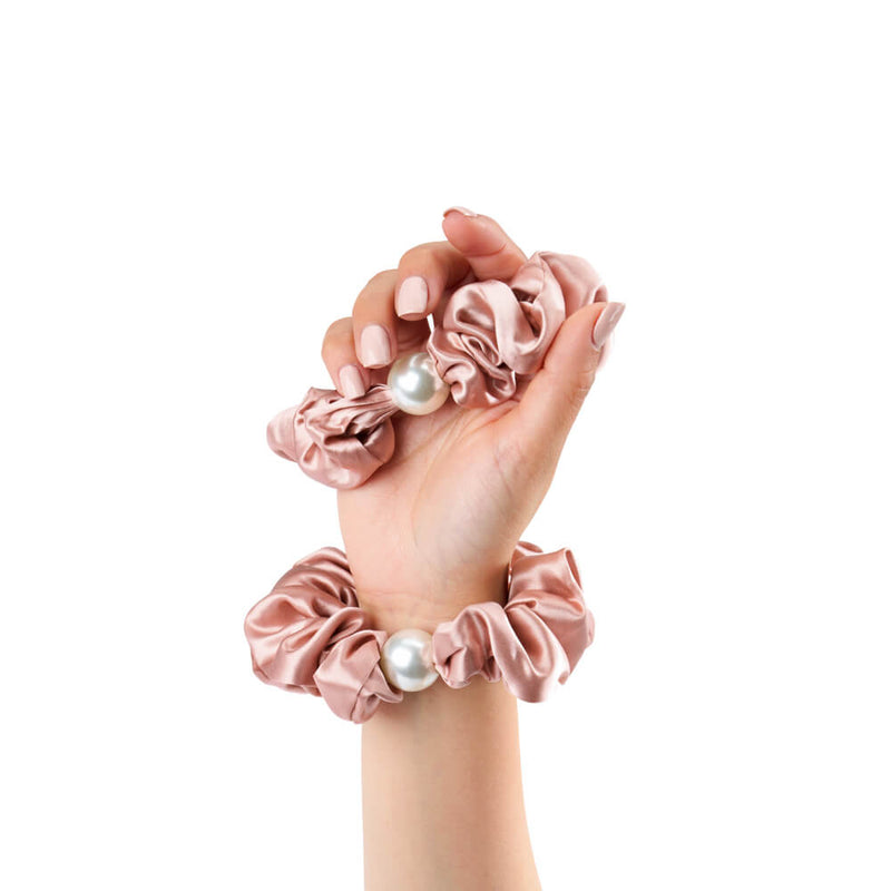 Blissy Pearl Scrunchies - Rose Gold