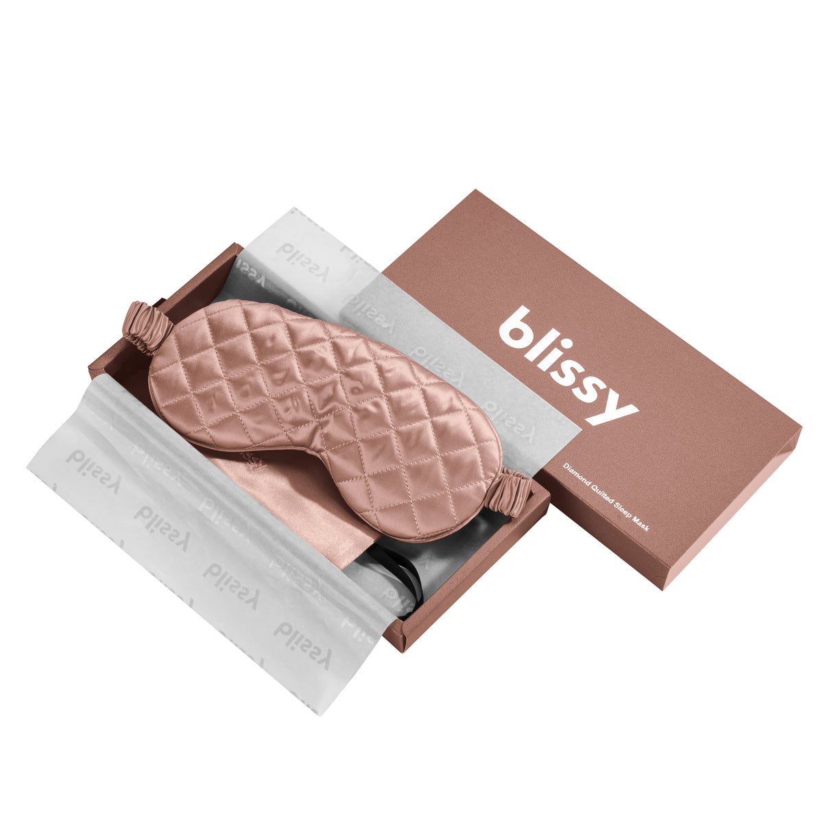 Blissy Rose Gold Sleep Mask Lifestyle – Mulberry Silk