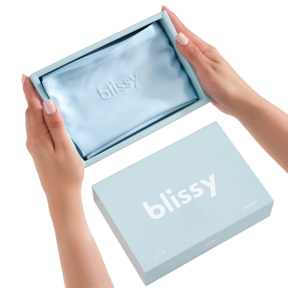Queen Sky Blue Pillowcase – Blissy Premium Silk