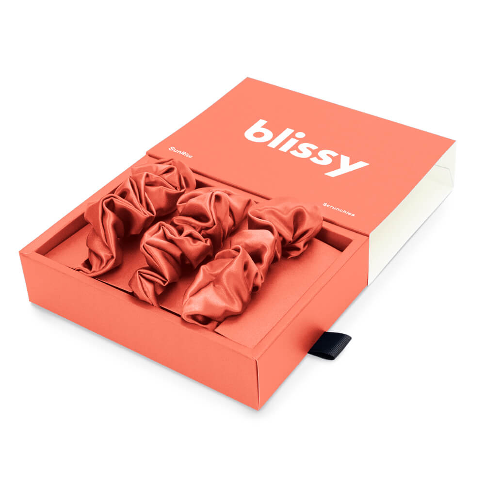 Blissy Sunrise Blissy Scrunchies – 22 Momme Mulberry Silk, 100% Silk