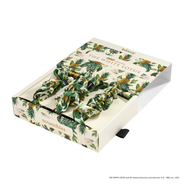 Blissy White Lotus Blissy Scrunchies – 22 Momme Mulberry Silk, 100% Silk