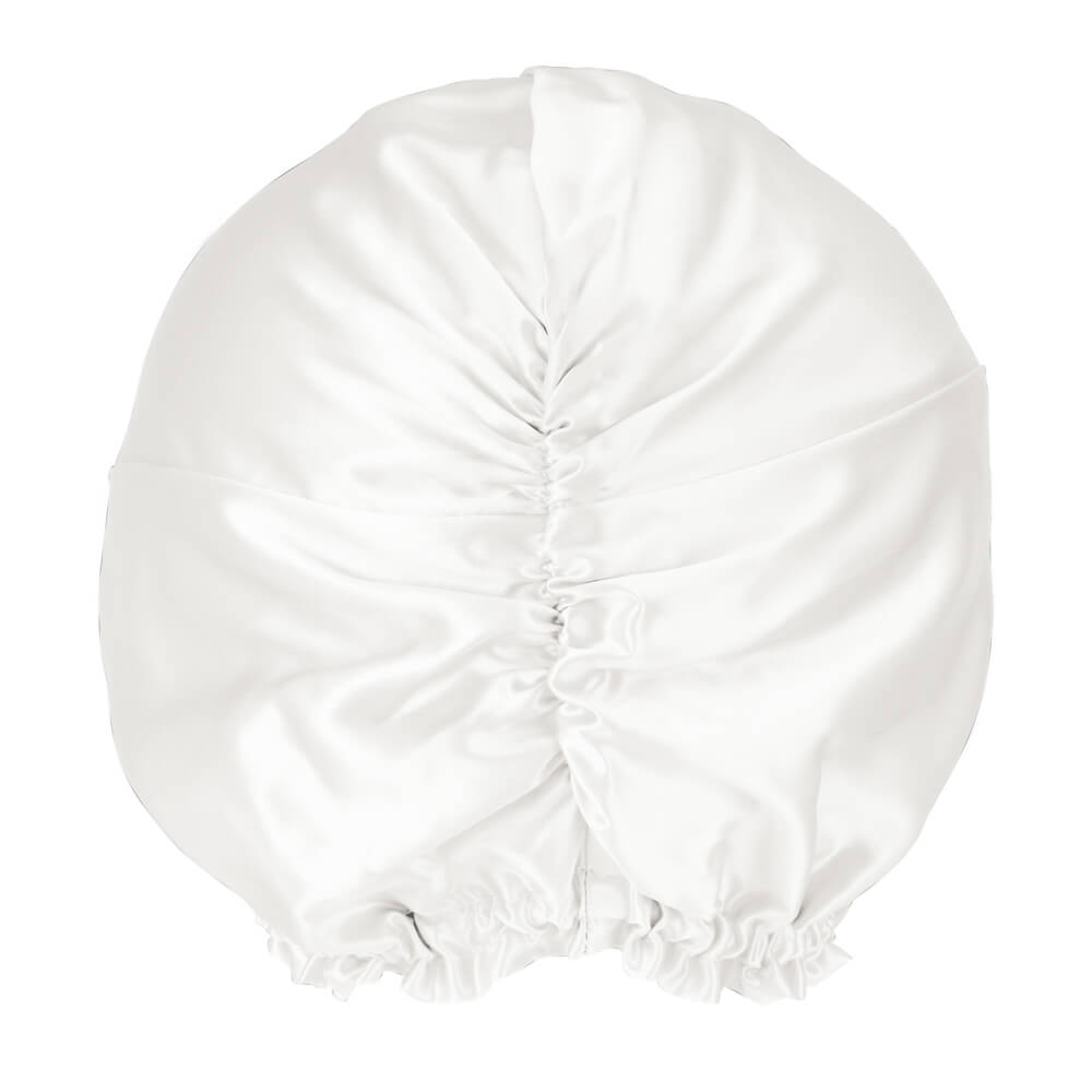 White Blissy Bonnet Close-Up – Blissy 22 Momme Silk