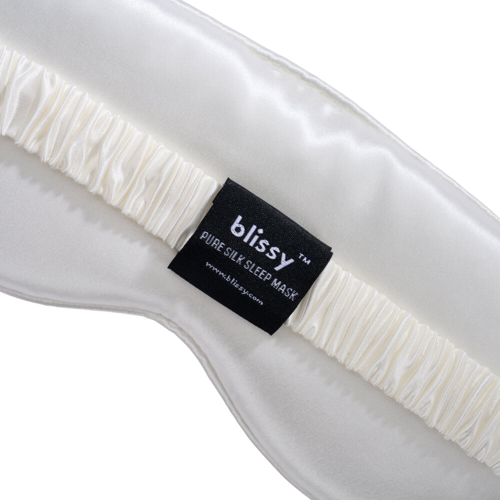 Blissy White Silk Sleep Mask Detail –