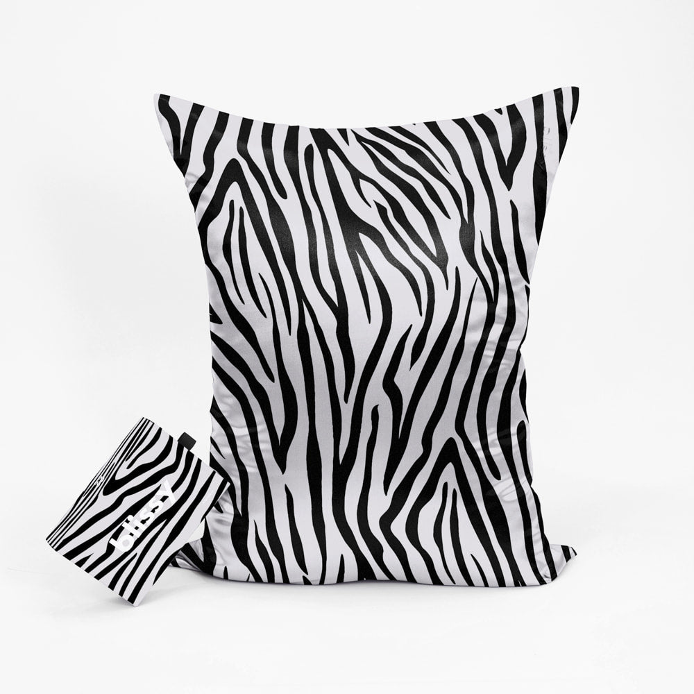 Zebra Pillowcase Close-Up – Blissy 22 Momme Silk