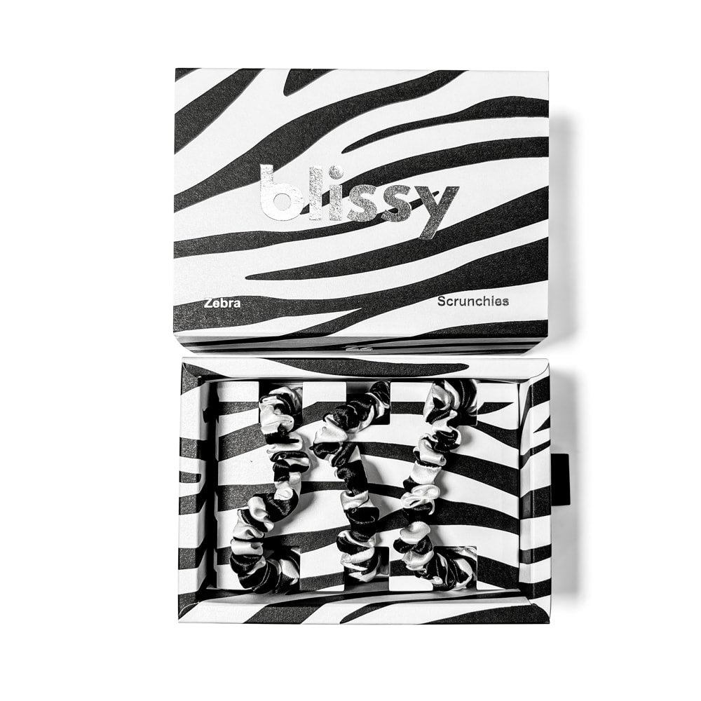 Blissy Zebra Blissy Skinny Scrunchies Lifestyle – Mulberry Silk