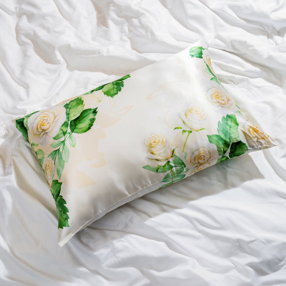 Blissy Zodiac Flower Silk Pillowcase Detail – King