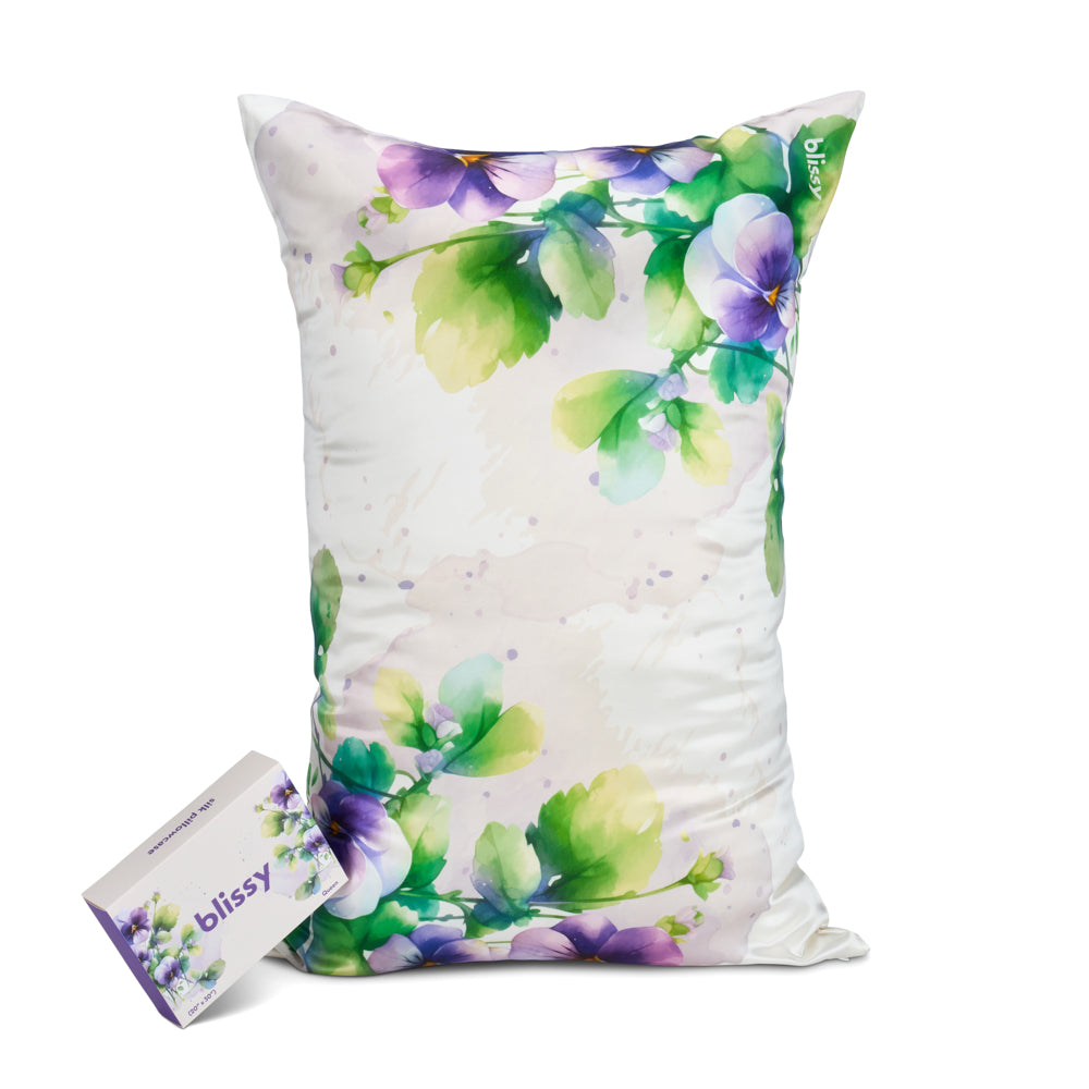 Blissy Zodiac Flower Silk Pillowcase Detail – King