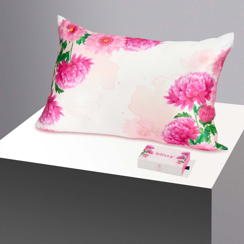 Blissy Queen Zodiac Flower Pillowcase – 22 Momme Mulberry Silk, 100% Silk