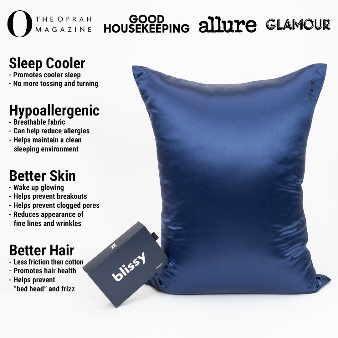 Blue Mulberry Silk Pillowcase – Blissy Queen