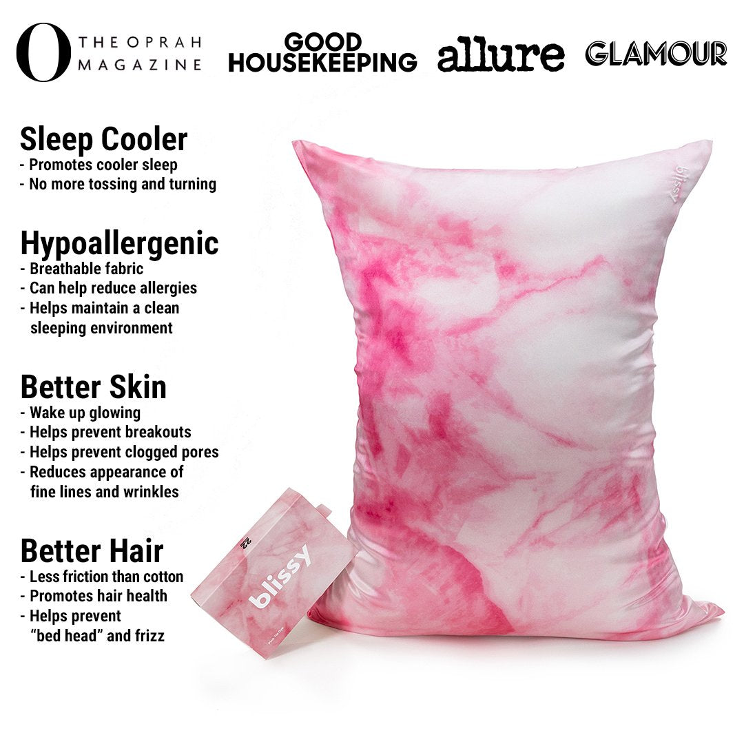 Pink Tie-Dye Mulberry Silk Pillowcase – Blissy King