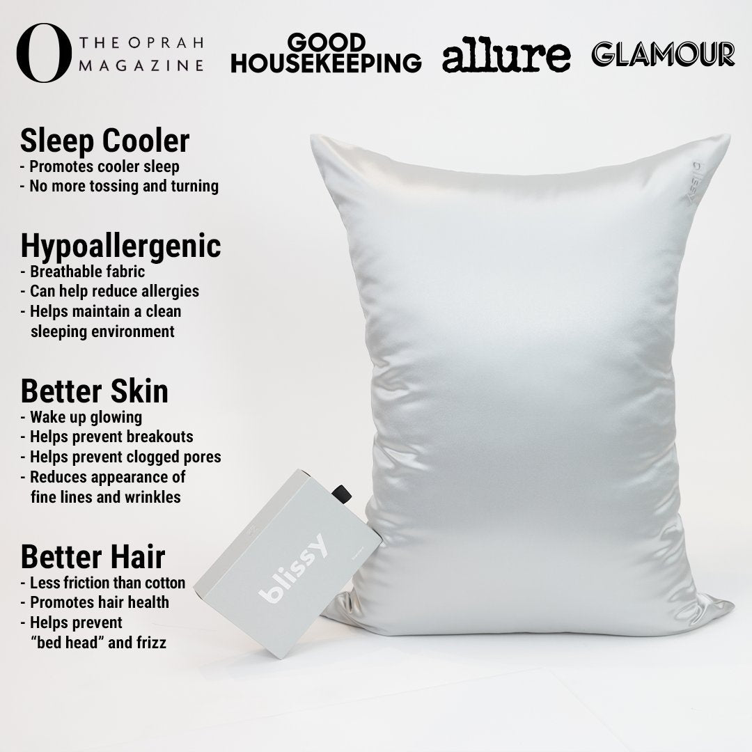 Silver Mulberry Silk Pillowcase – Blissy Queen